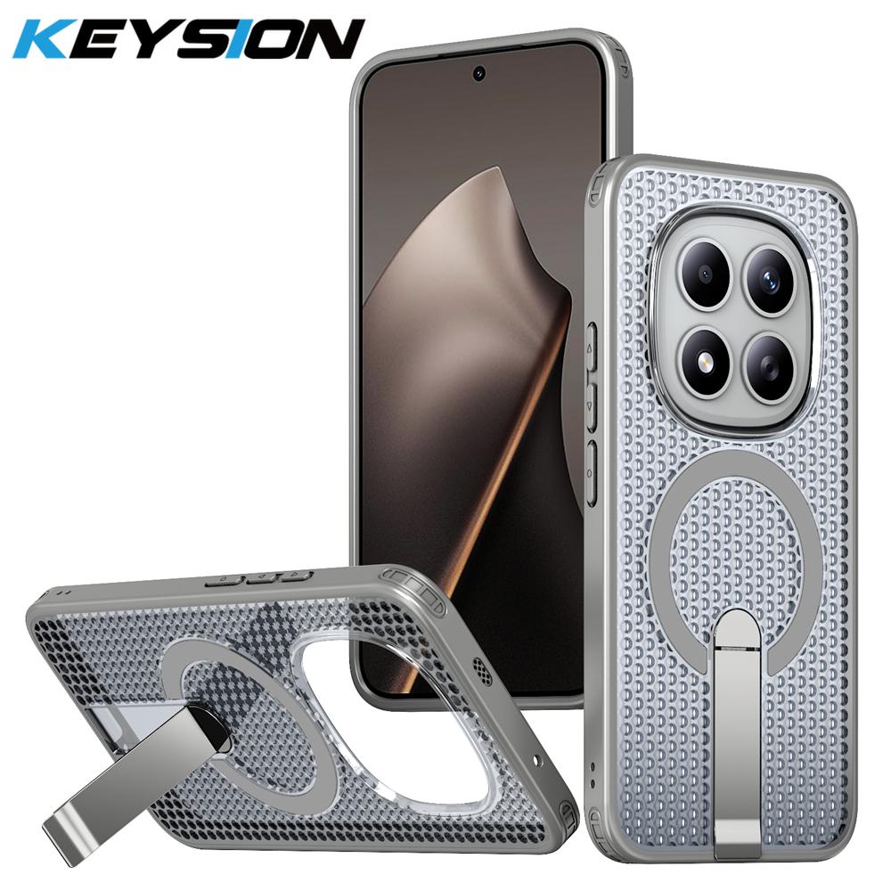 KEYSION Hollow Heat Dissipation Case for Redmi Note 15 Pro+ 5G 15 Pro 4G Magnetic Cooling Hide Stand Shockproof Phone Back Cover