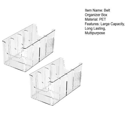 1/2Pcs Belt Storage Boxes Large Capacity 4 Grids Transparent Design Tie Belt Storage Holder Display Case Closet Organizer
