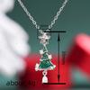 Star Top Green Enamel Christmas Tree with Accent Stones Drop Gem Pendant Women Clavicle Necklace