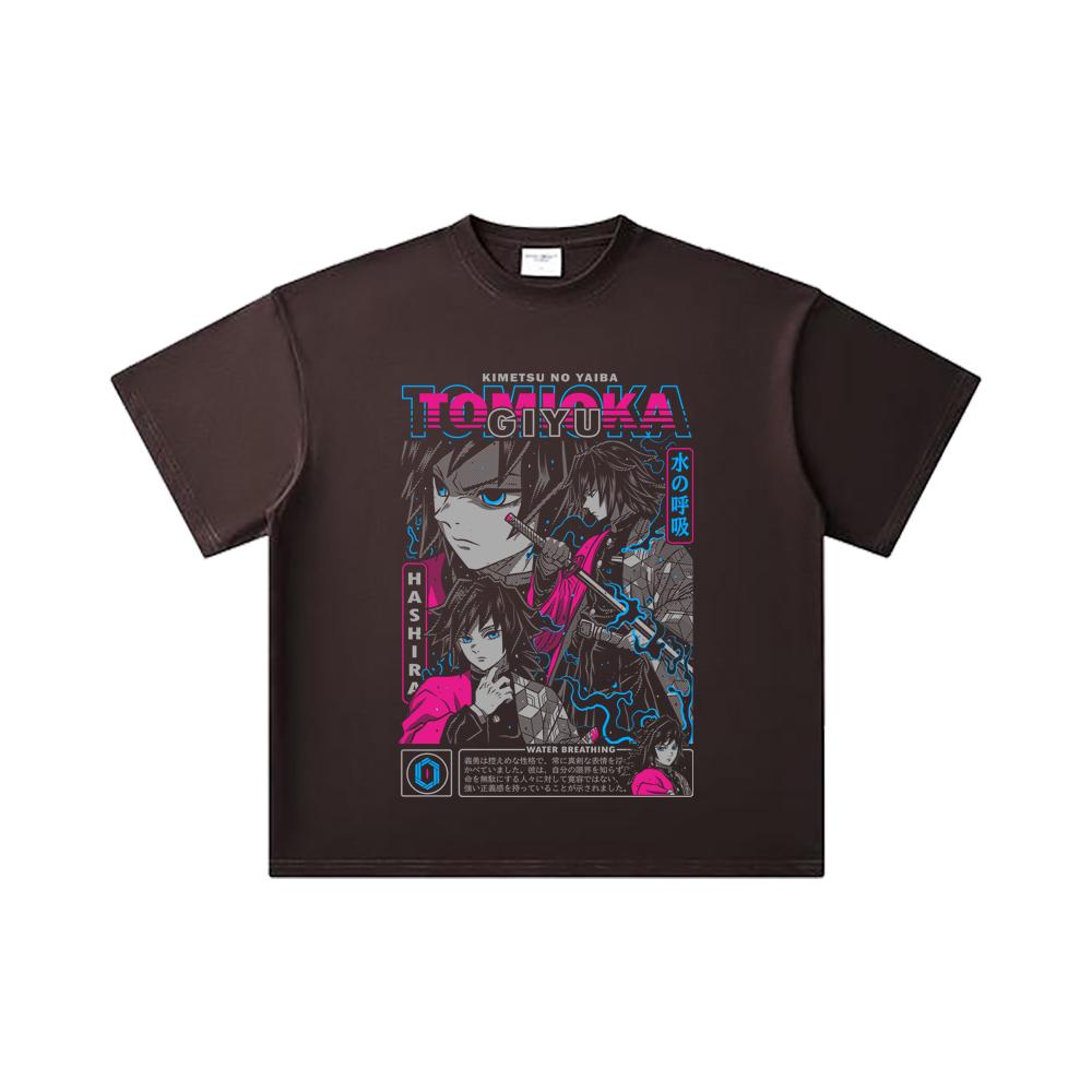 260 GSM Double Yarn 32 Count 100% Cotton Demon Slayer V10 Tomioka Print Unisex Heavy Cotton T Shirt