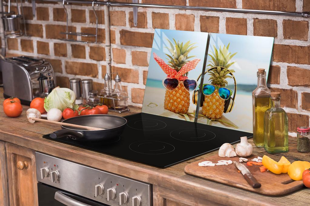 SZKLANA PŁYTA OCHRONNA NA KUCHENKĘ 70x52 ANANAS