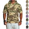 Men's Casual Retro Lightweight Short Sleeve Hooded Sweatshirt Camouflage Print
