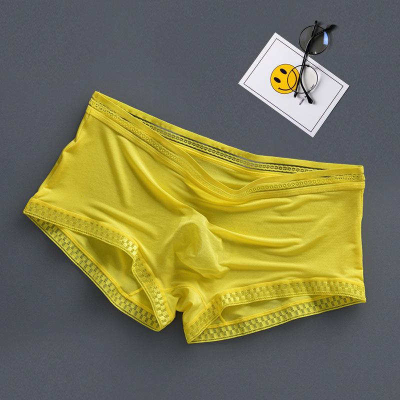 Boxer in seta ghiacciata convessa 3D: Biancheria intima maschile ampia, sexy, sottile, trasparente e ad asciugatura rapida