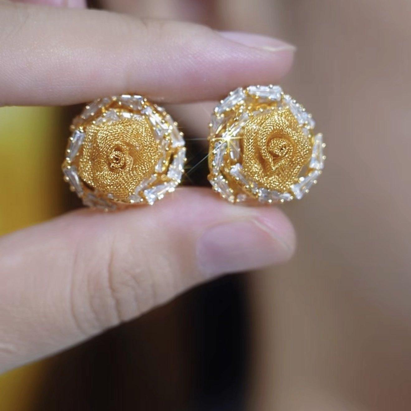 

Fashionable and Versatile Temperament Mesh Rose Ear Buckle for Women, Exquisite Earrings with A Sense of Luxury