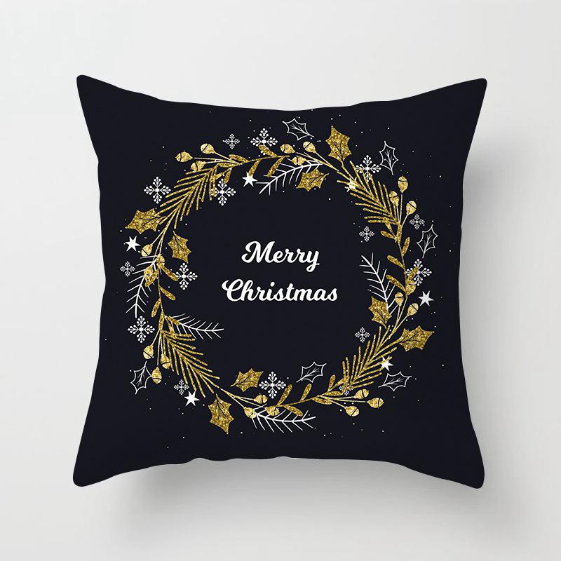 New Year Christmas Snowflake Elk Print Cushion Cover Home Living Room Sofa Decoration Square Polyester Pillow Cover