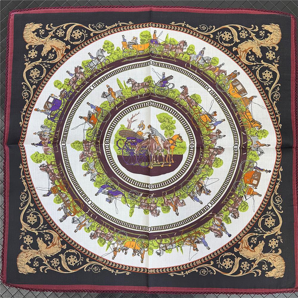 POBING Curled Cotton Silk Scarf Women Double Side Printed Square Scarves Wraps Echarpes Foulards Femme Hijabs 66CM