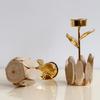 Decorative Wood Tealight Candle Holder Elegant Metal Flower Shape Potted Plant Candle Stand Candlesticks Home Decors