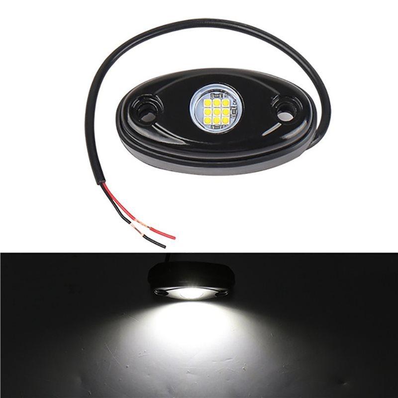 Durable-12Pcs 9LED Super Bright Rock Light Kit LED Waterproof LED Neon Underglow Light For Off Road Truck Boat White