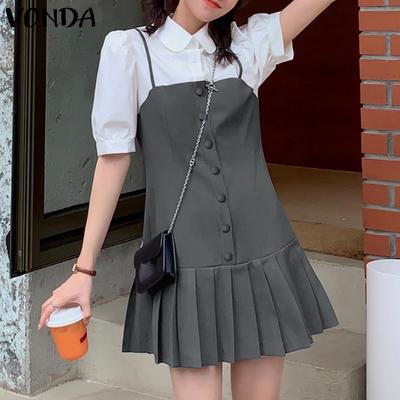 Γυναικείο Πλισέ Φόρεμα Casual με Μπάλωμα, Μανίκι Κοντό, Πεταλωτό Κολάρο