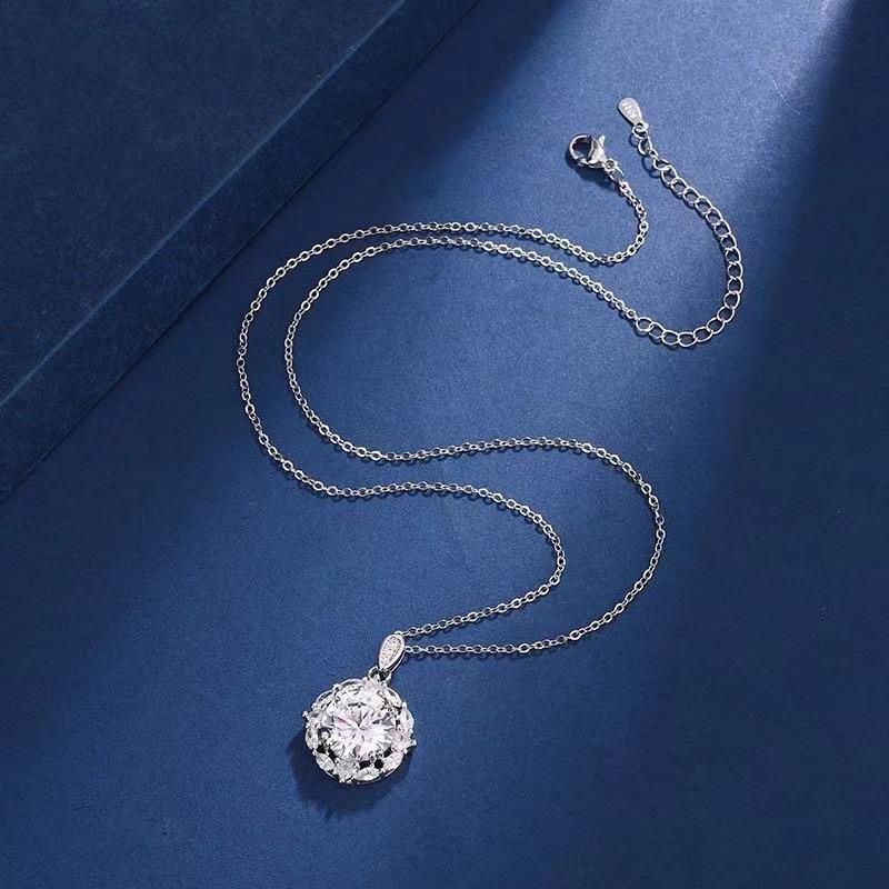 Colier cu pandantiv ou de porumbel cu diamant mare de 5 carate Moissanit simulat pentru femei, senzație de lux ușor high-end