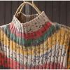Johnature Women Vintage Striped Pullover Sweaters Mock Neck Long Sleeve Spring Long Sleeve Casual Sweaters