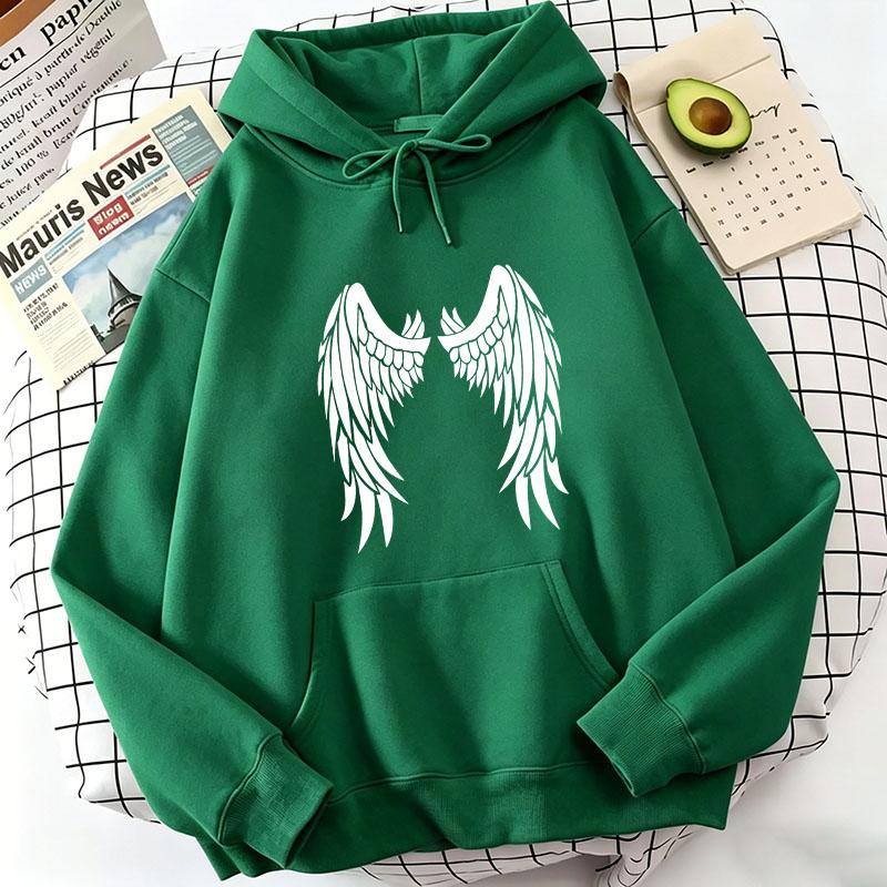 Retro Wing Print Hoodies Autumn Vintage Casual Hoodies Sweatshirts Y2k Women Harajuku Hoodie Sweatshirt