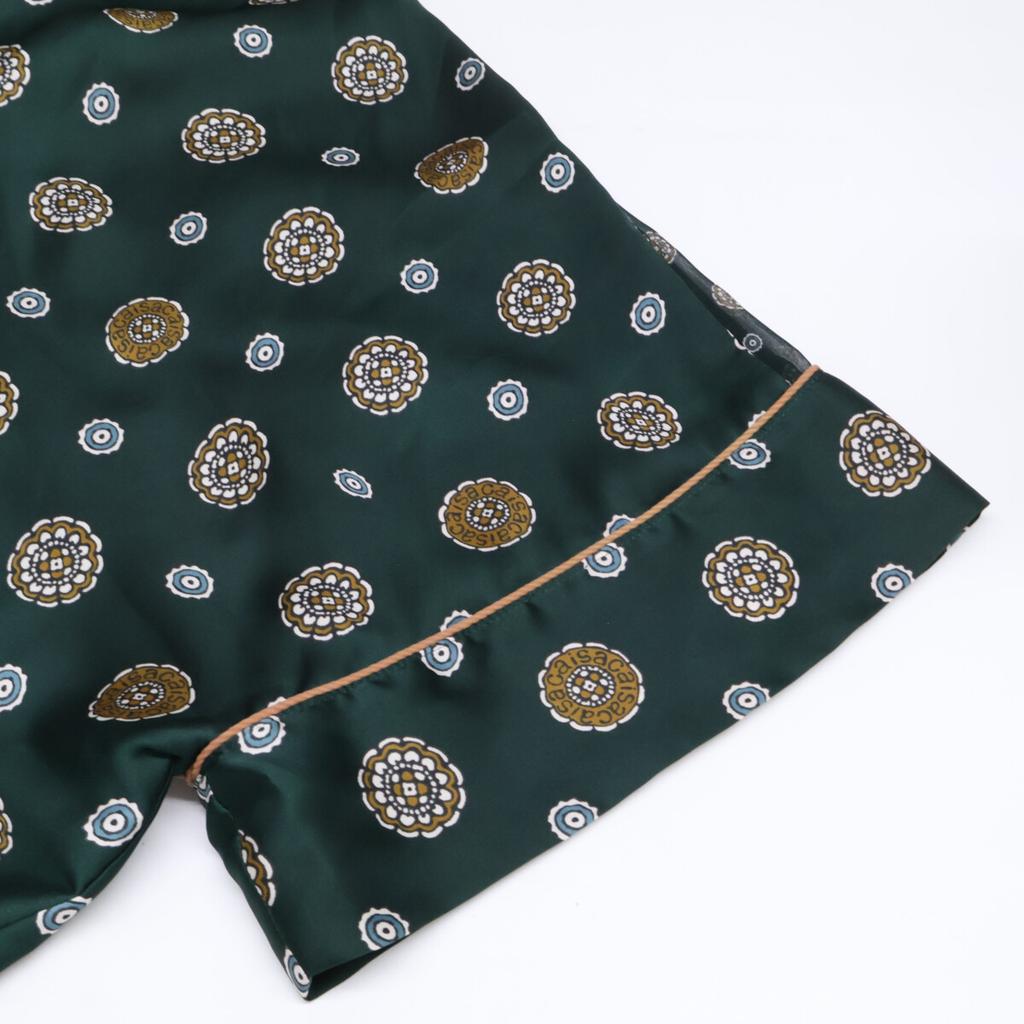 Sacai [Good Condition] 21-05583 Komon Print Back Sheer Short Sleeve Blouse/ Tops 1 greenUsed