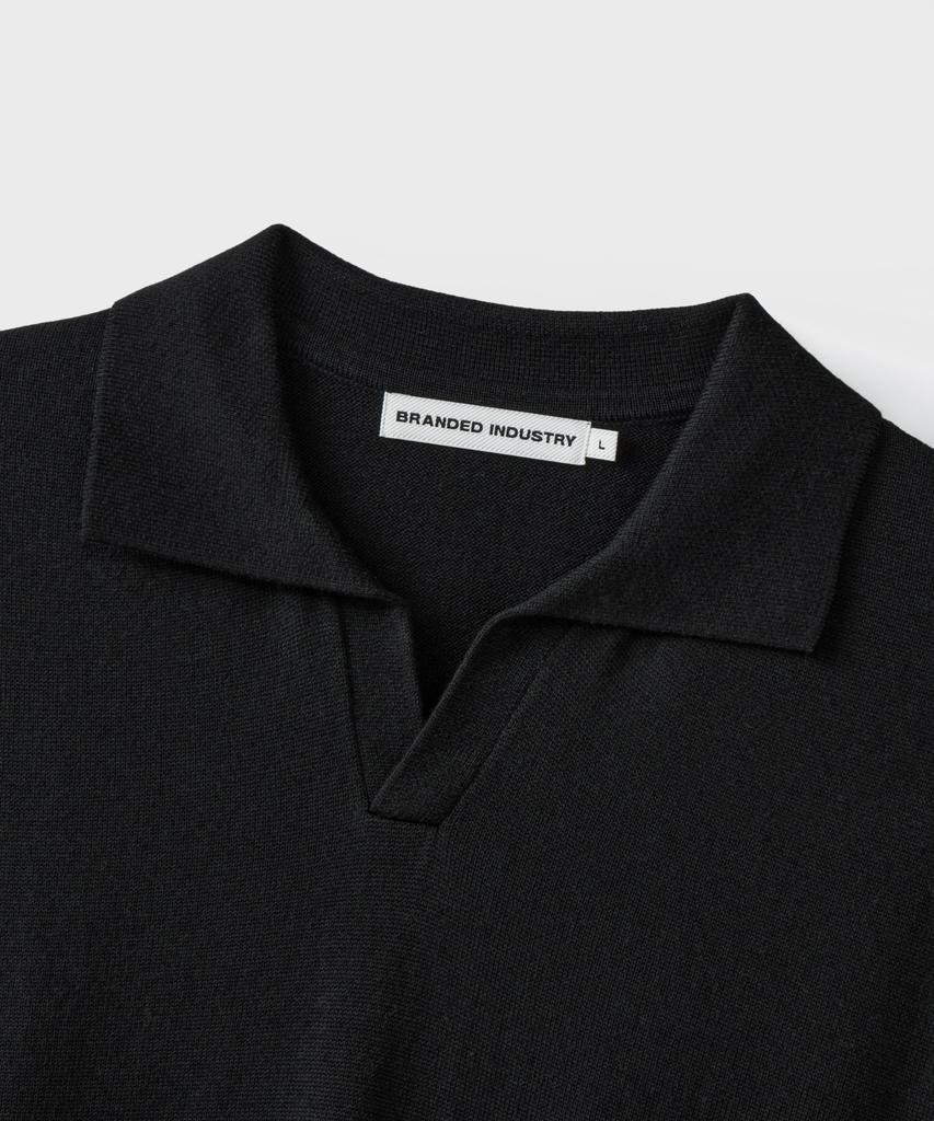 Beulaendideu Solid Open Collar Half Knit [Black]