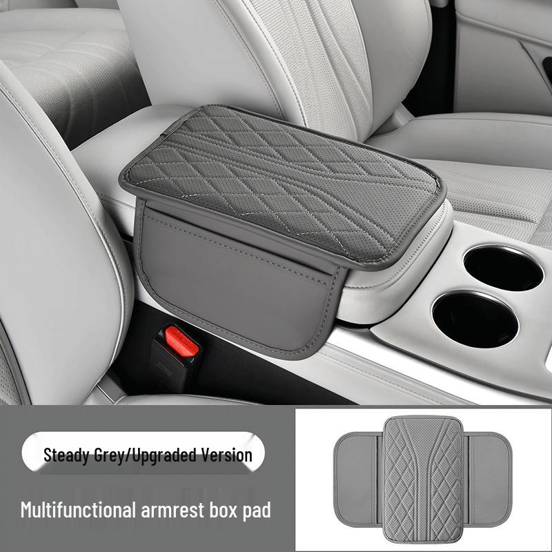 Car Armrest Pad: Breathable, Thin Style with Side Pockets, Central Elbow Protector Cover