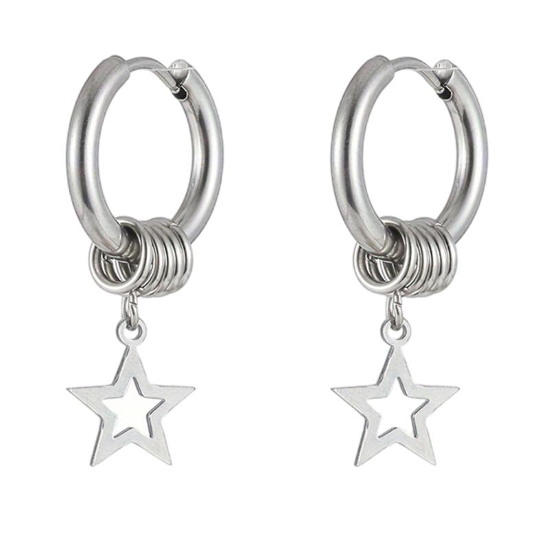 Sweet Cool Punk Hollow Star Pendant Earrings Fashion Hoop Earrings Jewelry 1
