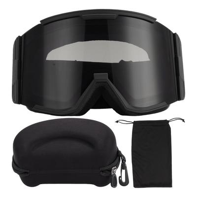 Adult Ski Goggles Double Layer Anti Fog Large Field Cylindrical Snow Goggles Windproof Climbing Glasses Black Frame