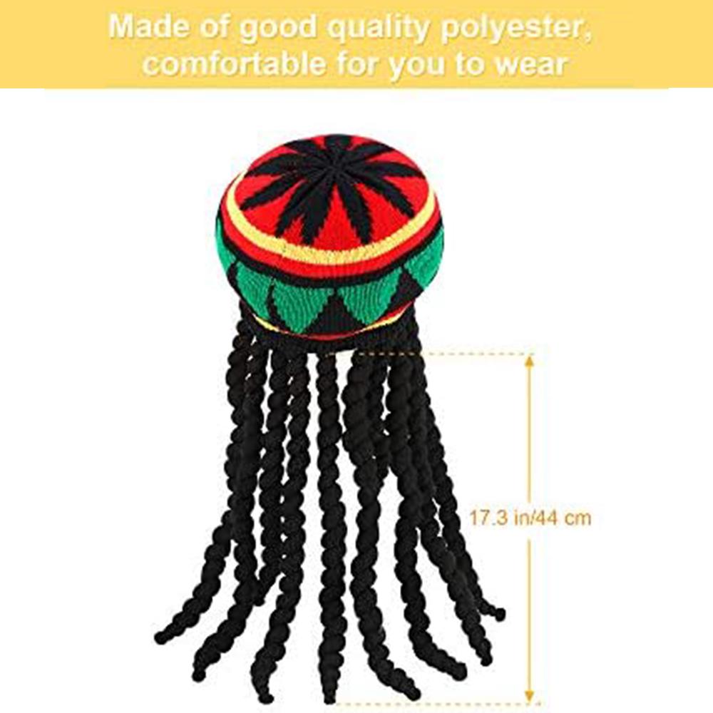 Rasta-Hut mit schwarzer Dreadlocks-Perücke Rasta-Perücke mit Dreads Lustiger Hut