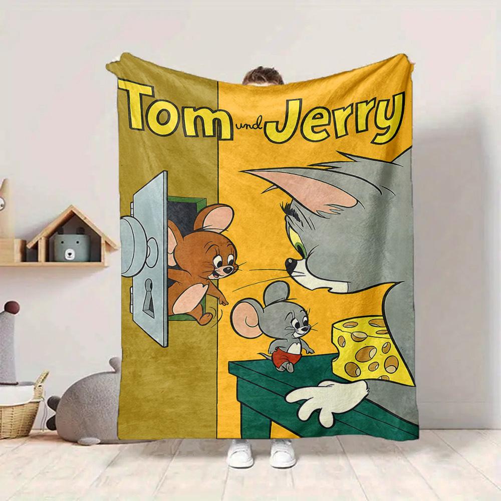 1pc Tom Jerry Flannel Throw Blanket Lightweight Soft Warm All Season Blanket for Sofa, Bed, Travel,L1028119