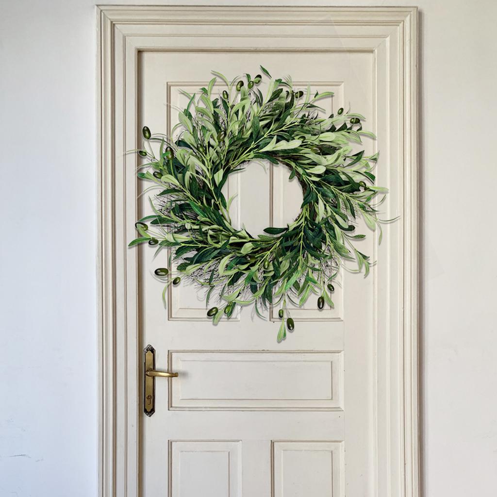 Artificial Olive Wreath Nature Rattan Branch Greenery Wreath for Front Door Wall Decoration 50CM Diameter