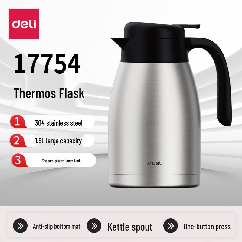Deli 1.5L 304 Stainless Steel Vacuum Thermal Flask