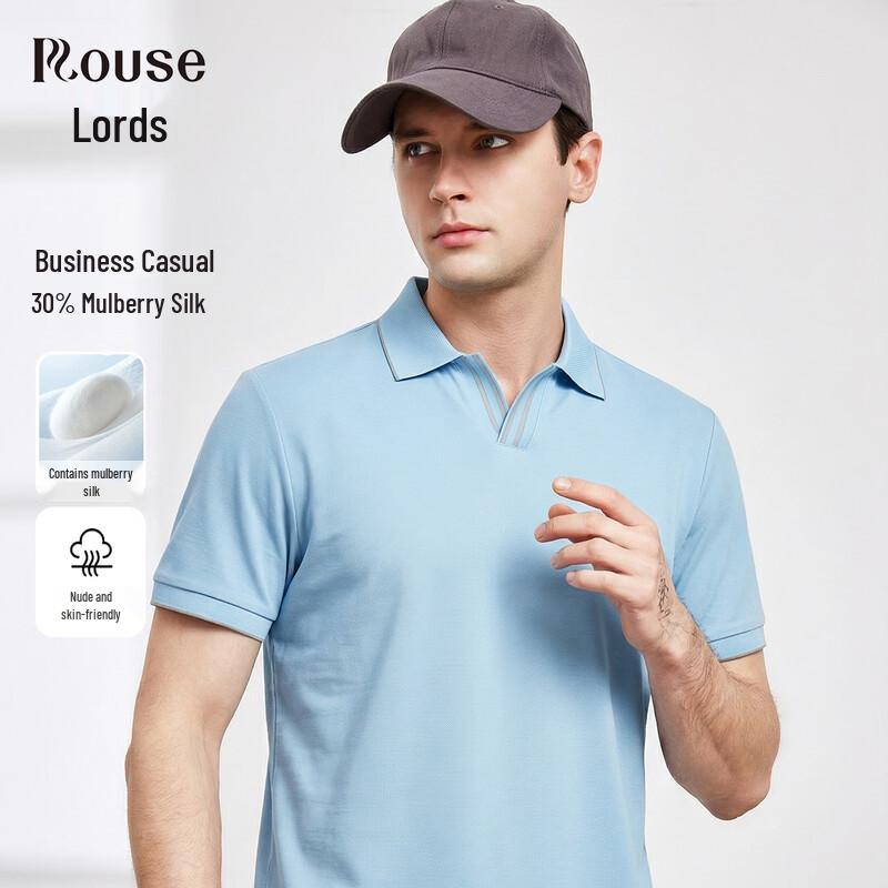 Luoz Men s Mulberry Silk Blend Business Casual Polo Shirt 50 (175/92A)