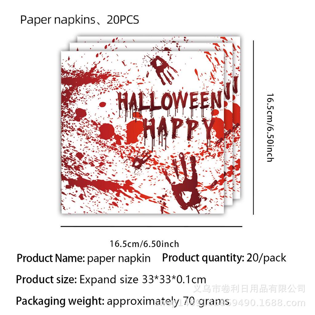 Party Halloween Party Partyzubehör Dekorative Tischdecke Seidenpapier Teller Messer Gabel Löffel Party Szene Arrangement