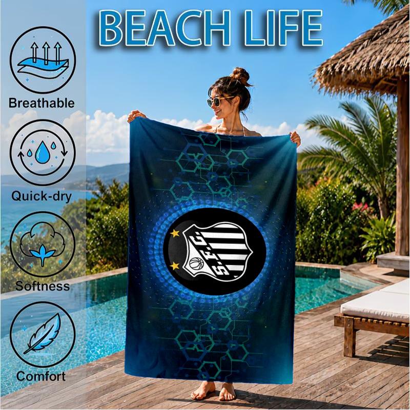 Fc Crest Design Printed Microfiber Beach Towel, Soft And Absorbent, Quick-Dry, Ideal for Summer Travel, Beach Essential, Swimming Pool