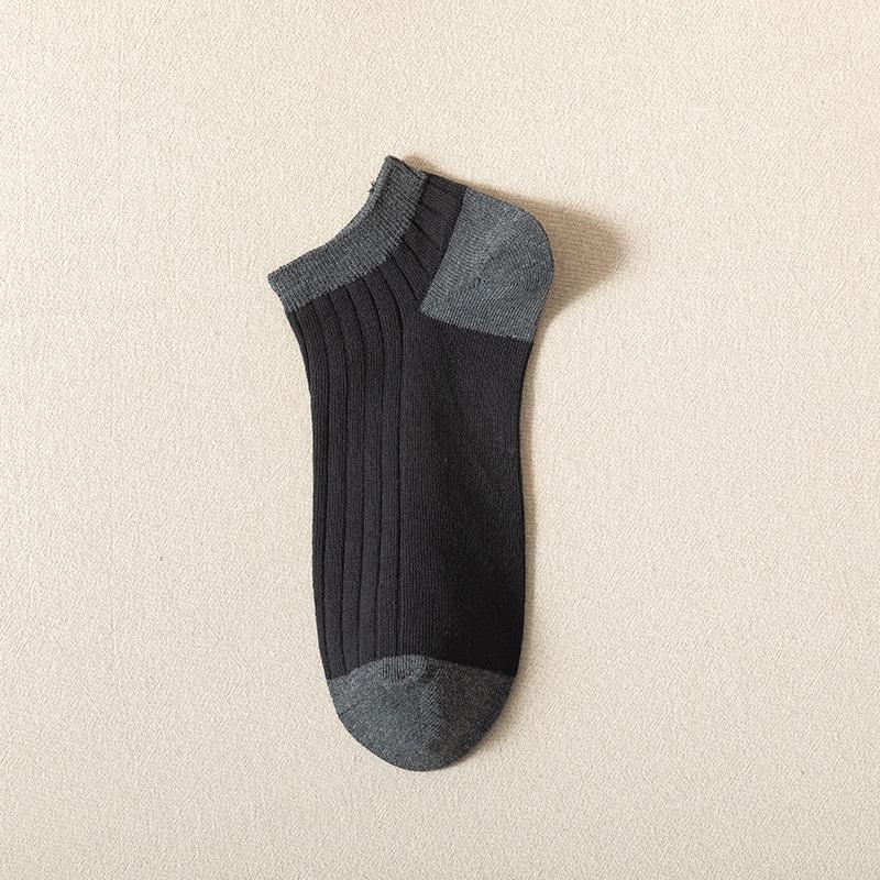 Herren Farbkombination Baumwoll-Knöchelsocken - Schweißabsorbierend, Geruchshemmend, Doppelte Naht, Dünn für Frühling/Sommer.