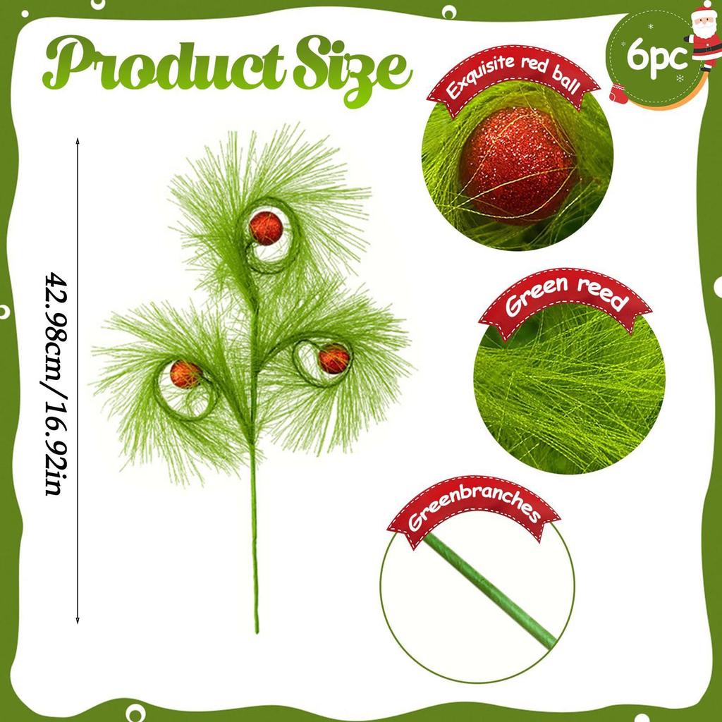 5pcs Christmas Tree Toppers 17 Inch Green Curly Tree Shaped Decorations 3-fork Reed Christmas Branches Christmas Tree Decoration