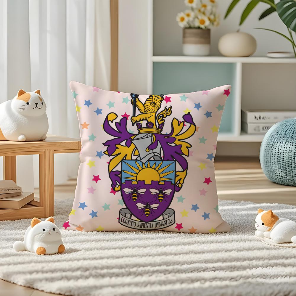 University Of M-Manchester Pillow Case Silky Elegant Comfort Sofa Bed Invisible Zipper Peach skin 18*18(CM)-1Pcs