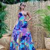Spring And Summer New European And American Women'S Clothing Fashion Printed Sexy Dress, Suspender Deep V Sleeveless Backless Dress