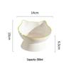 Ceramic Cat and Dog Food Bowl: Anti-Knockover, Large Diameter, Water/Rice/Pet Bowl, Oblique Design