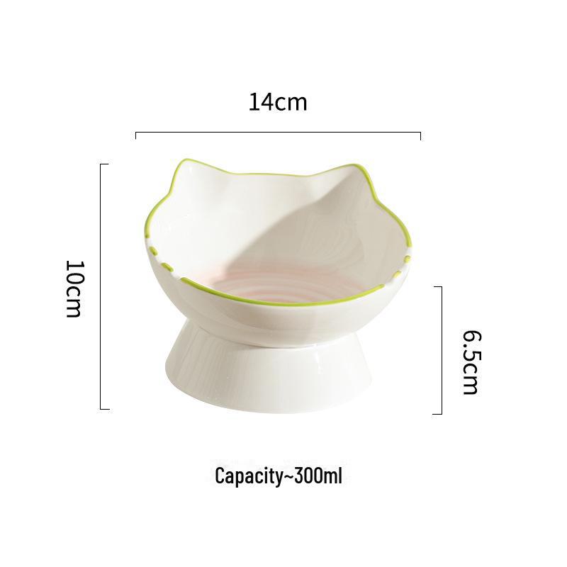 Ceramic Cat and Dog Food Bowl: Anti-Knockover, Large Diameter, Water/Rice/Pet Bowl, Oblique Design