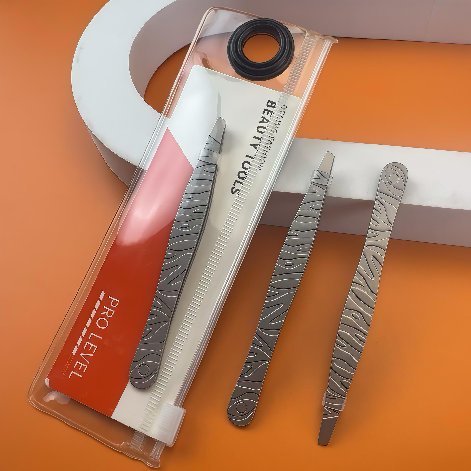 Versatile Stainless Steel Eyebrow Tweezers with Angled Flat Tip for Precise Hair Removal and Brow Shaping