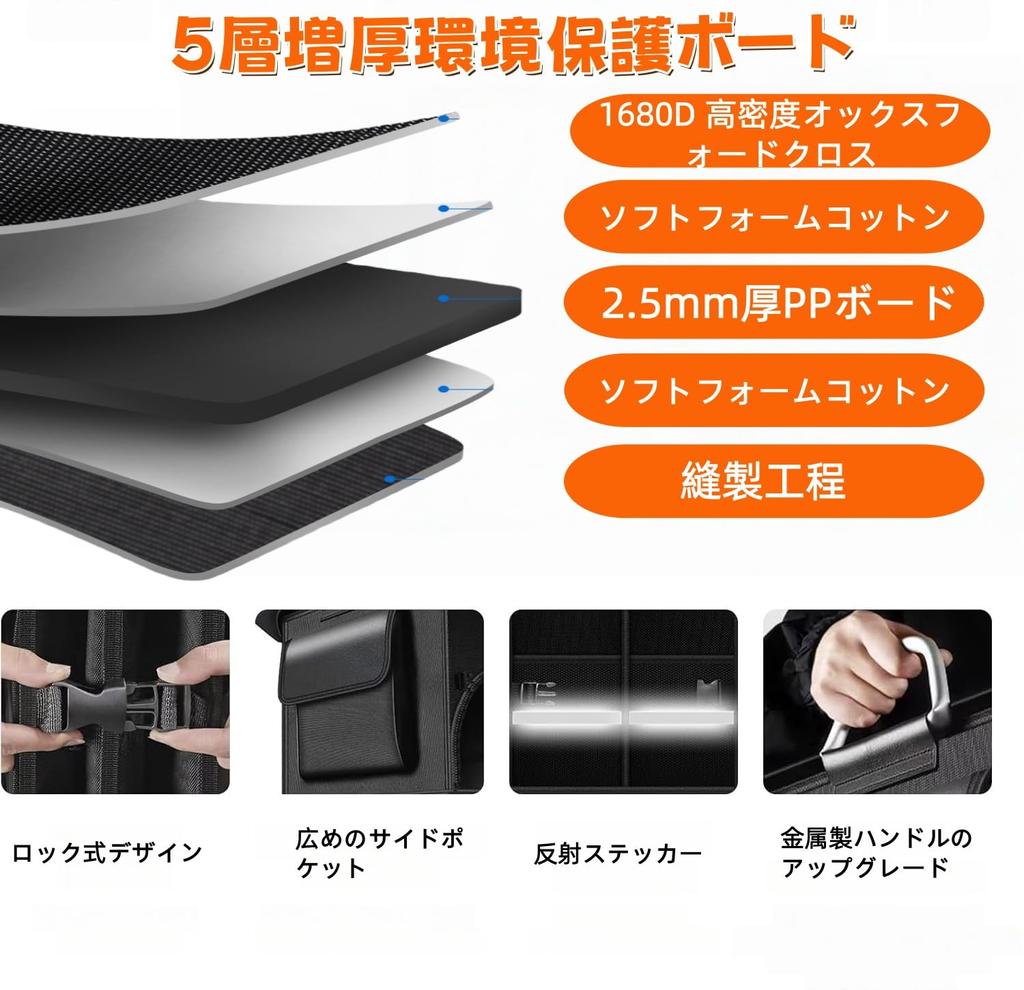 Car Storage Box Trunk Storage Box 72L Large Capacity Storage Box Foldable Design Storage Waterproof Divider Oxford Fabric Waterproof PVC Lining Side