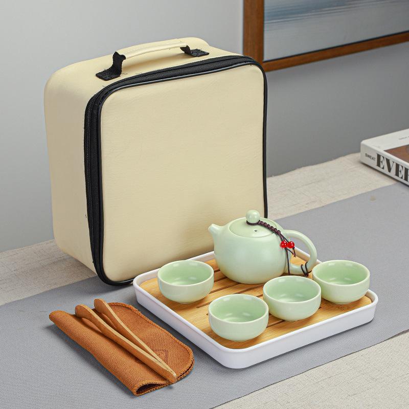 

Портативный дорожный керамический чайный набор Кунг-фу печи Дин, простой сувенир для делового мероприятия