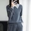 Women Sweater 100% Wool MODERN NEW SAGA Turn-down Collar Knit Pullover Thick Winter Jumpers Female Knit Tops