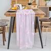 Mesh Lace Table Runner With Beaded and Embroidery 3D Butterfly Sheer Tulle Fabric Tablecloth For Dining Table Decors