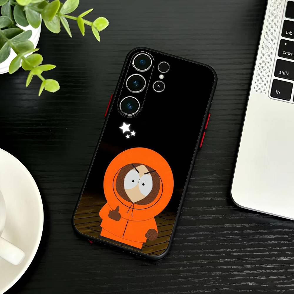 M-South P-Park Cartoon Phone Case For Samsung S26,S25,S24,S23,S22,S21,S20,Ultra,Plus,FE Black Soft Cover