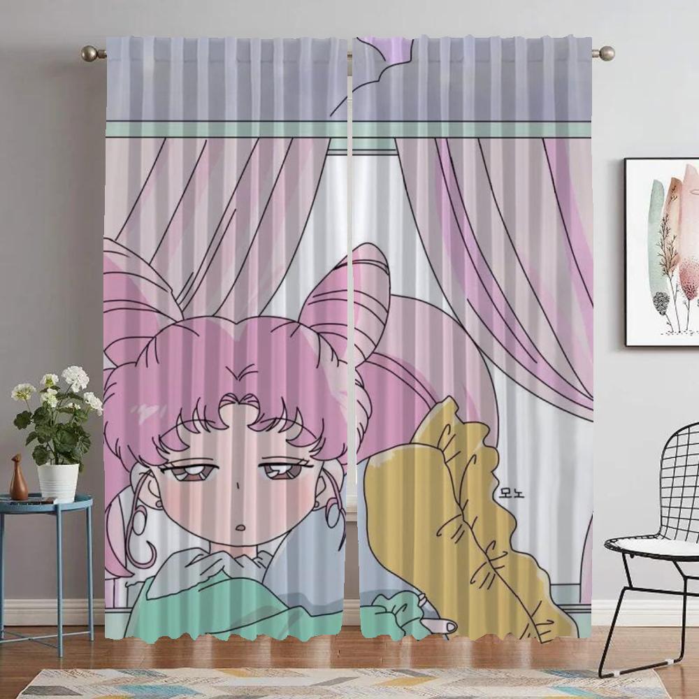 

Кухонные шторы для гостиной Шторы Chibiusa Shades Тюль для спальни Украшения на Хэллоуин Перегородка Домашний интерьер Шторы W60xH90cmx2pcs-CL