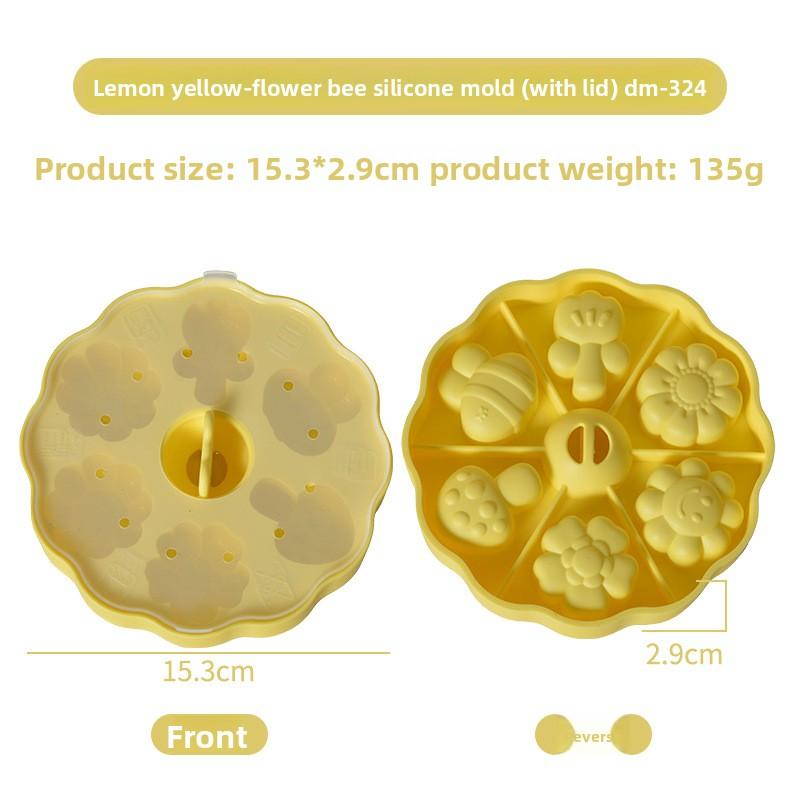 6 Grids flower steamed cake mold baby food grade silicone easy demoulding high temperature resistance mold жёлтый