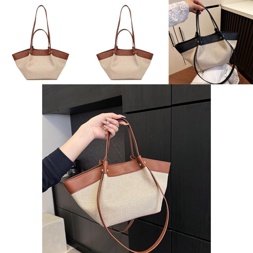Pu Large Capacity Tote Bag For Women With Color Blocked Pleated Design For Daily Use