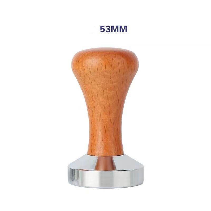 49/51/53/58mm Pulbere de presare din lemn masiv Ciocan Pulbere de presare solidă din oțel inoxidabil Umplutură de pulbere de cafea cu fund plat