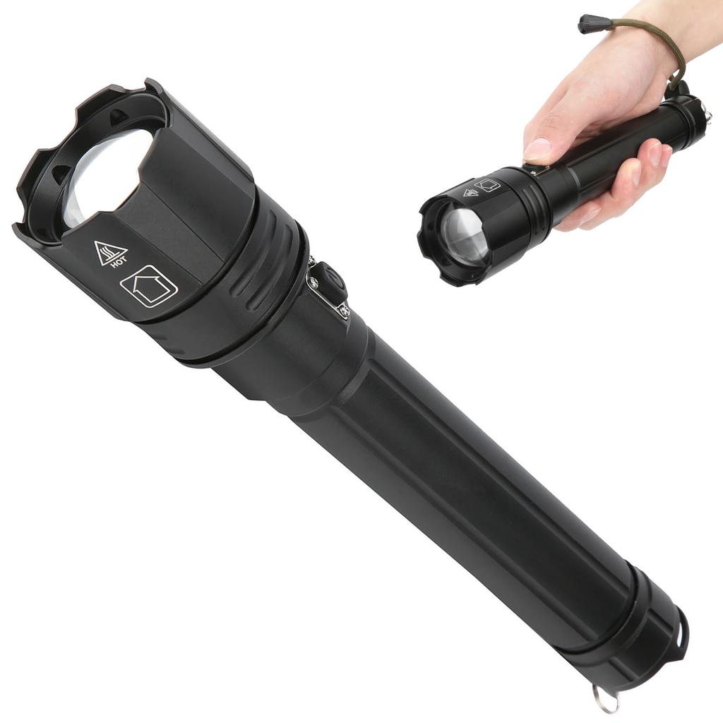 Portable LED Flashlight USB Rechargeable Zoom Flashlight with 3 Modes Emergency Torch