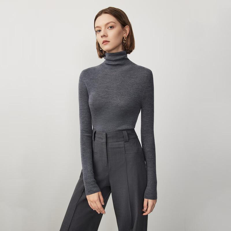 LANCY Pure Wool High-Neck Knit Sweater