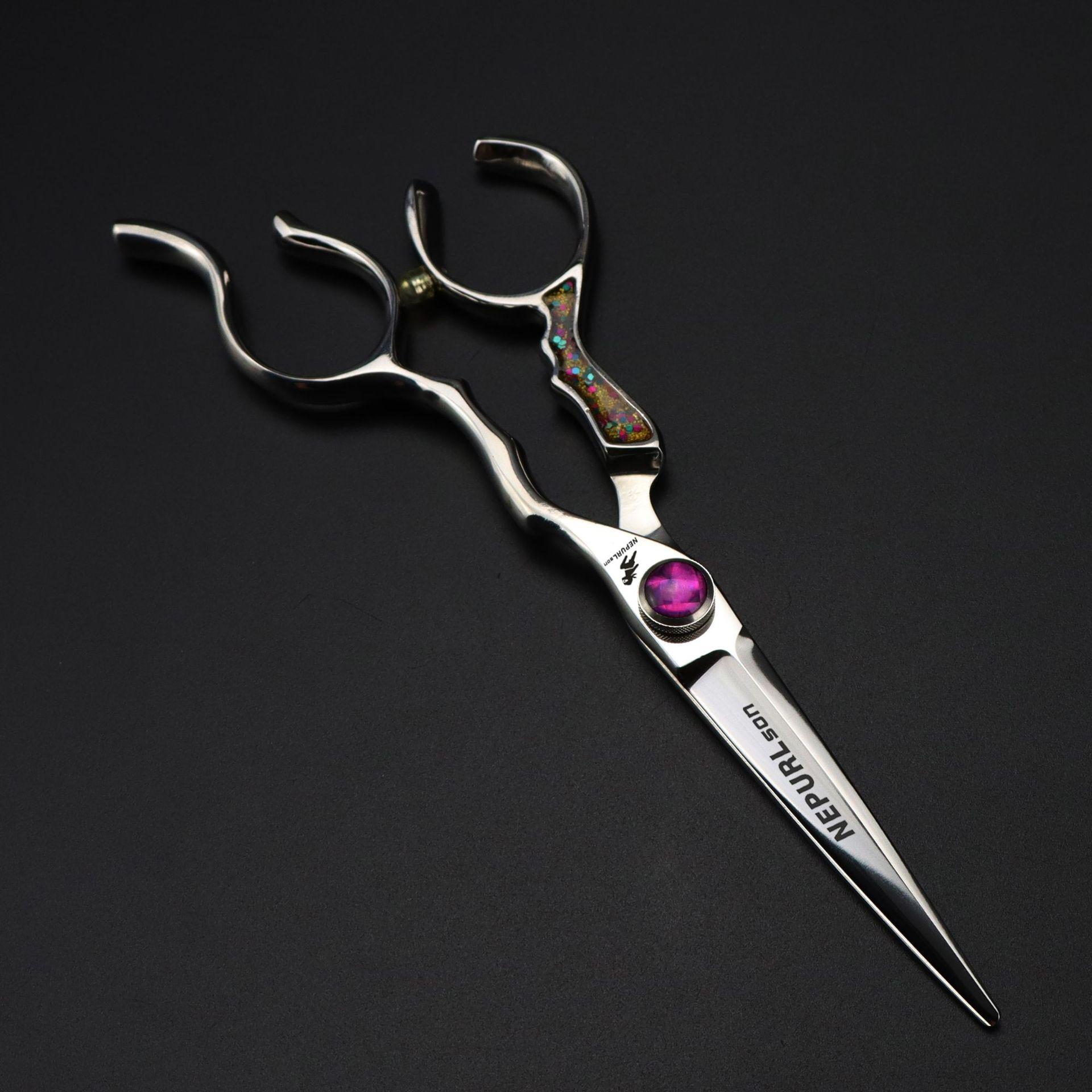 LD105/6 inch, special-shaped, hair scissors, notched handle, hair scissors, flat scissors, bangs scissors Ld105// 6.0inch flat shear