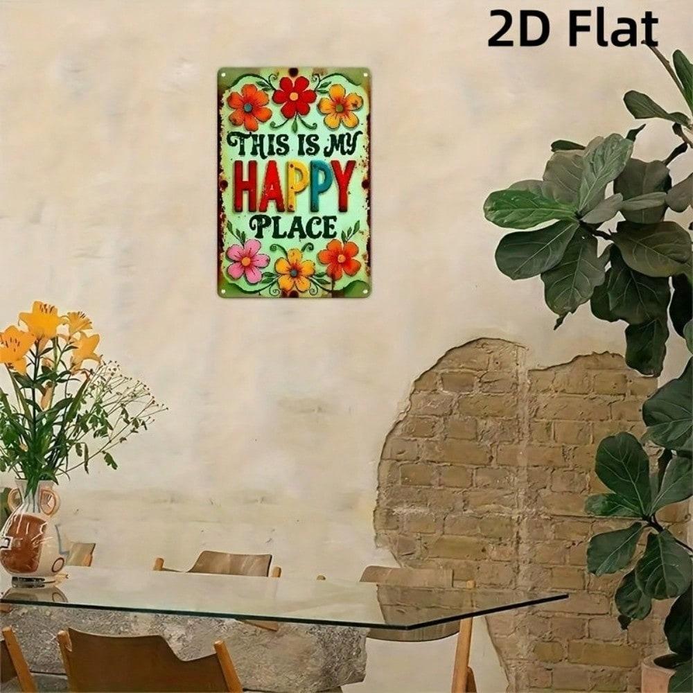 Vintage Tin Metal Sign This Is My Happy Place Retro Wall Art 8x12 Inches Home Decor