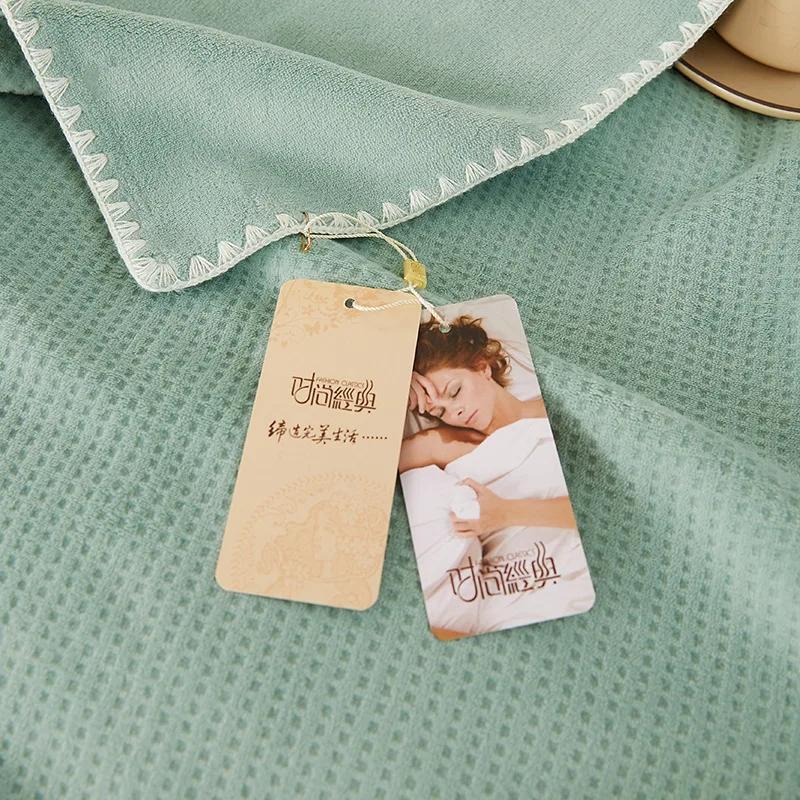 Nowy Waflowy Aksamitny Koc Gładki Czysty Kolor Zagęszczony Ciepły Mleczny Włókno Relaksacyjny Mały Koc