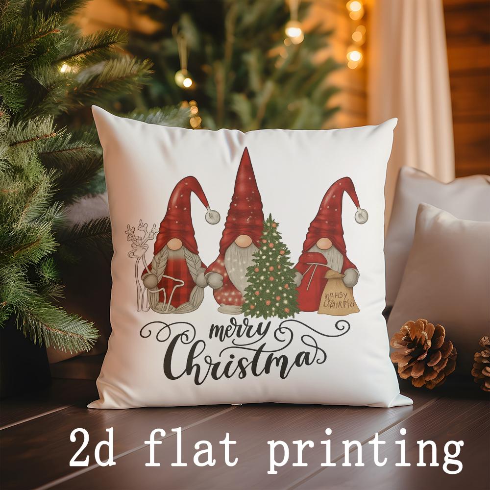 

Home Decor Christmas-themed Gnome & Tree Pillows Suitable For Sofa Bedroom Car Pillow Cover Cushion Rectangular Back Cushion 16x16Inch